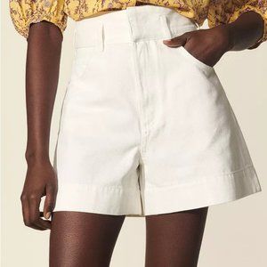 SANDRO Denim Ferdinand Bleached Jean Shorts in White
